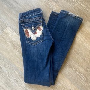 Miss Me Boot Cut Jeans with Cowhide Flap Pockets